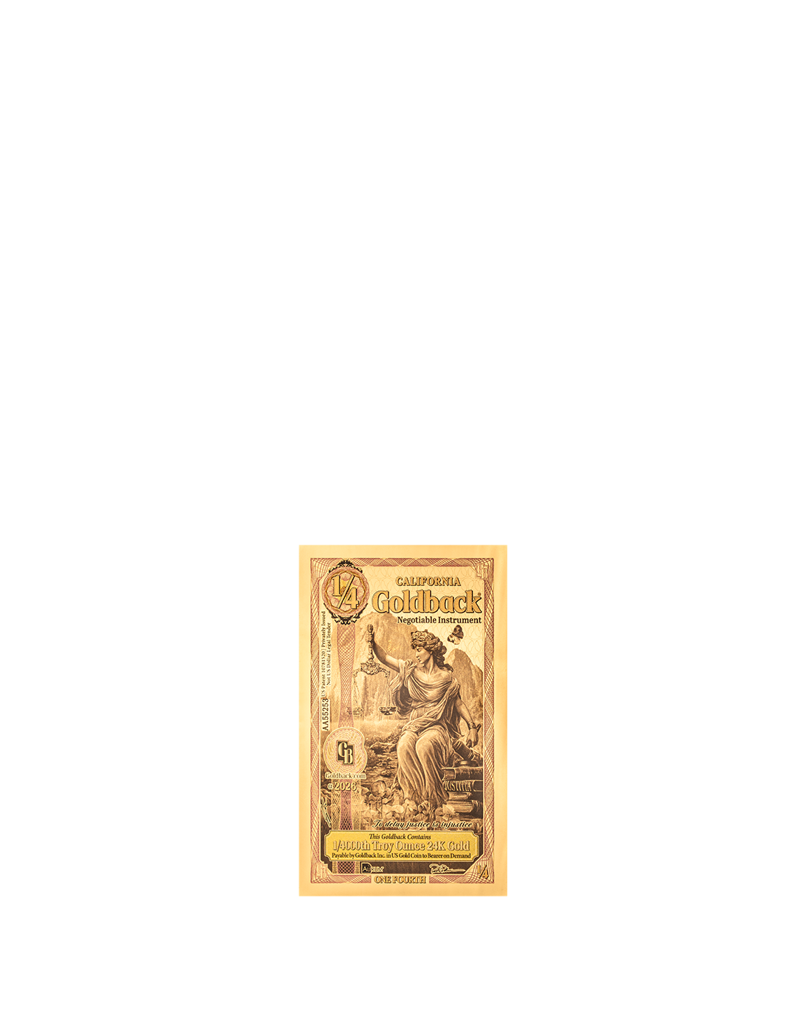 2026 California 1/4 Goldback Alpha | Quarter Goldback | K2BX