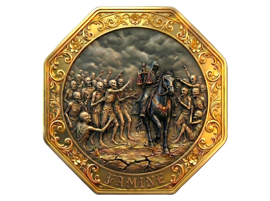 PREORDER SALE Four Horsemen of the Apocalypse - Famine Gold Gilt 5 oz Copper Medal