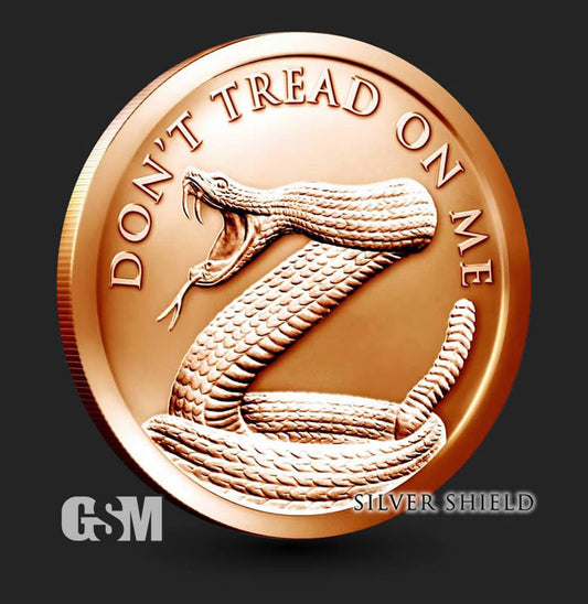 1 oz Copper Round - Don't Tread on Me Silver Shield