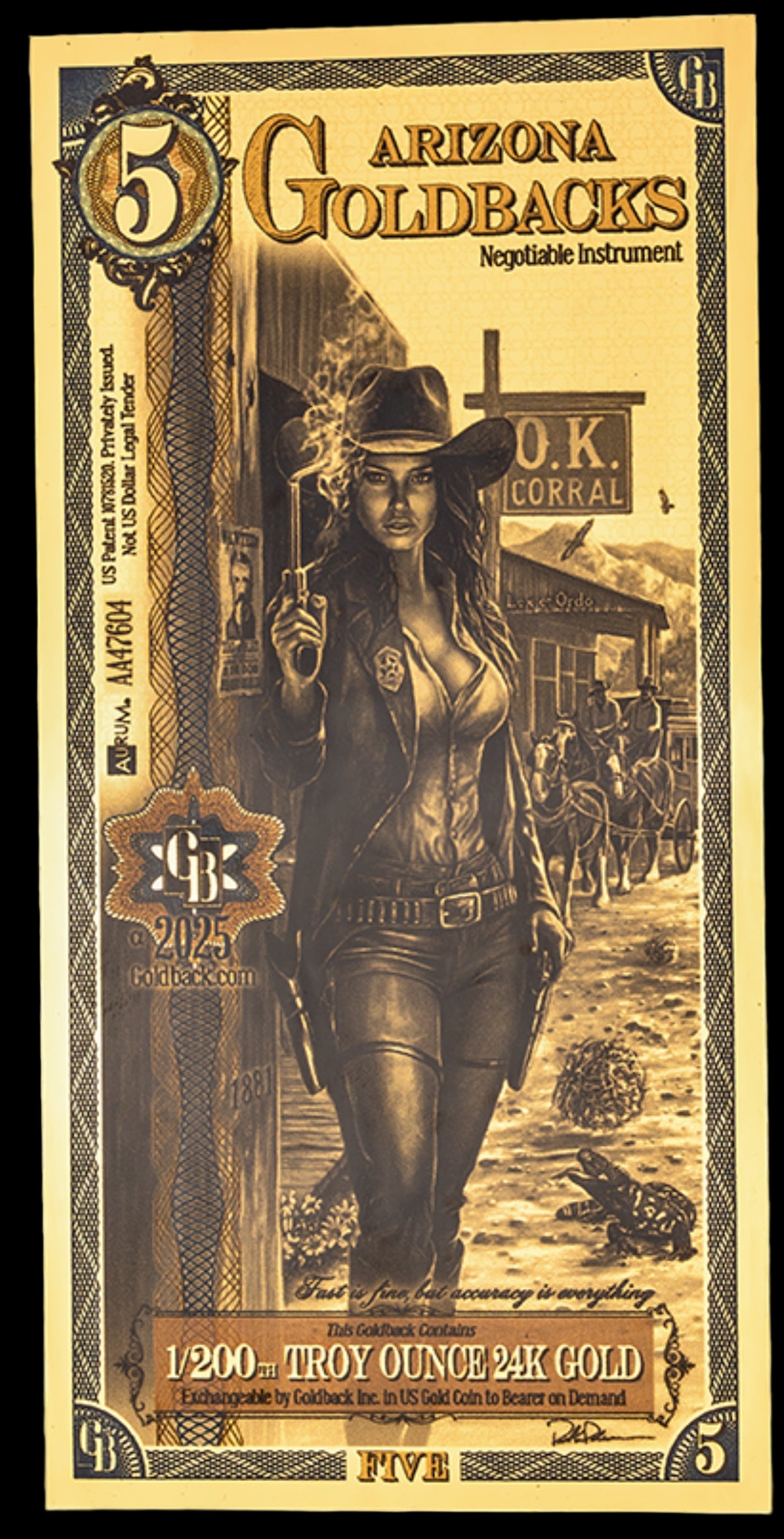 Arizona 5 Goldback 1/200th ozt per order ships after 11/18/25