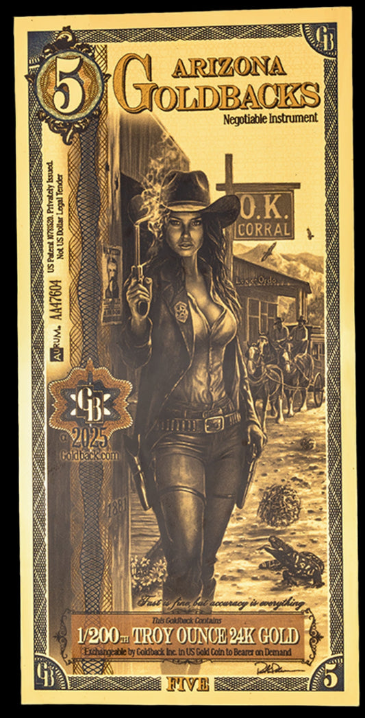 Arizona 5 Goldback 1/200th ozt per order ships after 11/18/25