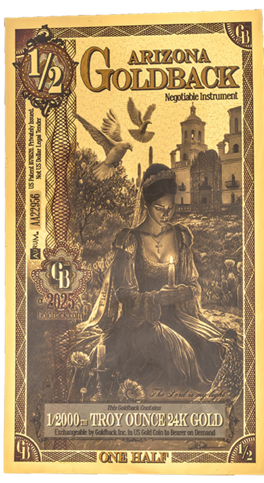 Arizona 1/2 Goldback 1/2000th ozt per order ships after 11/18/25