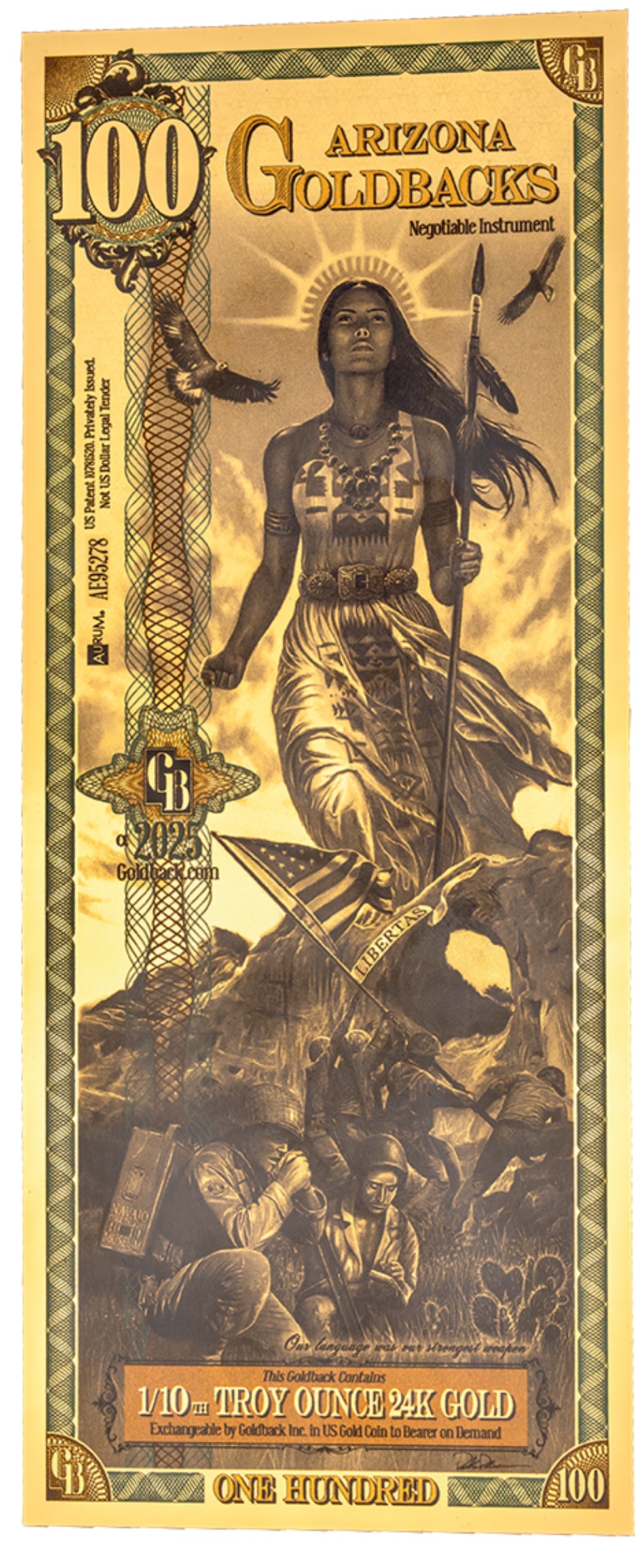 Arizona 100 Goldback 1/10th ozt per order ships after 11/18/25