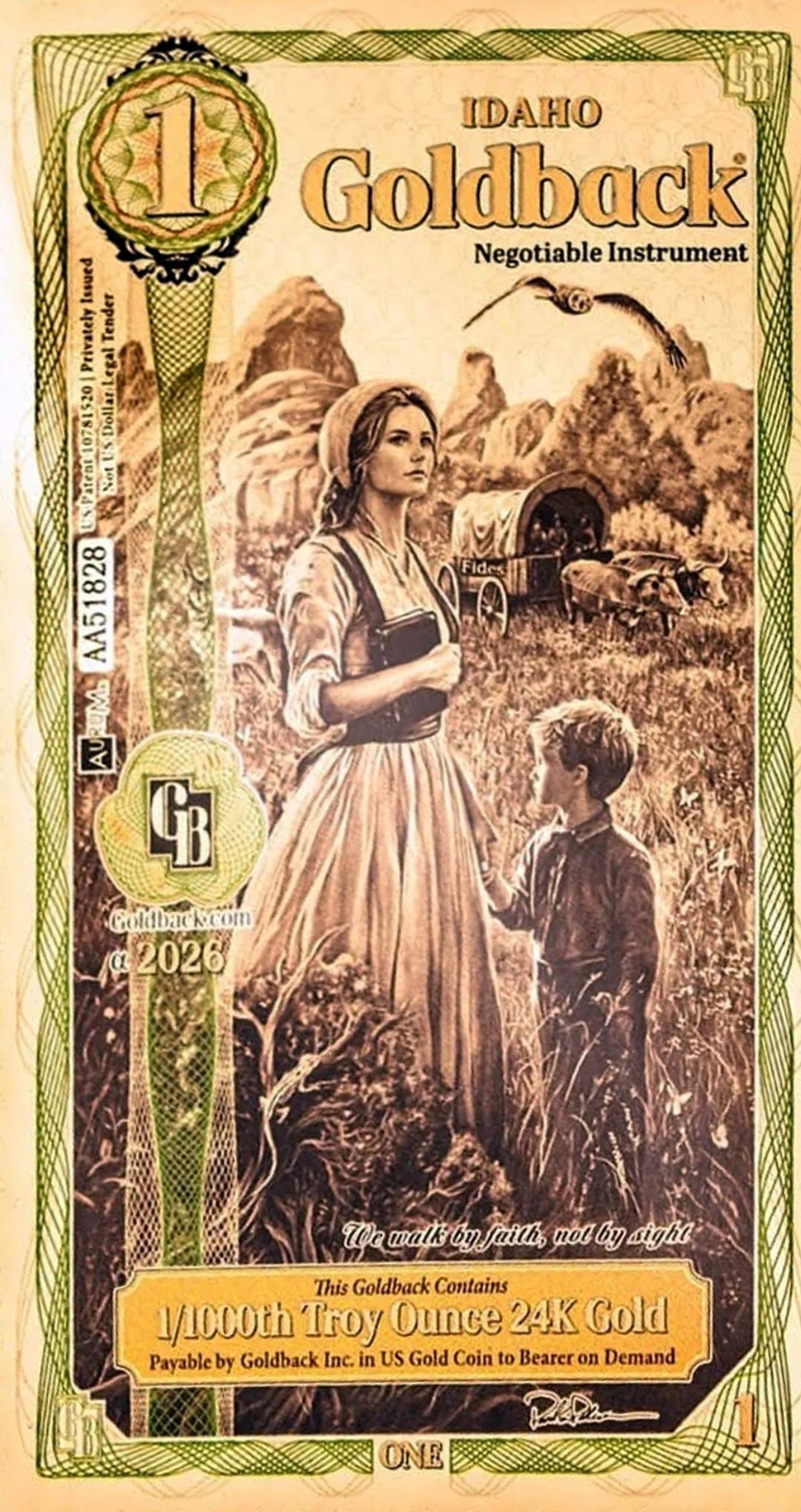 Idaho, 2026, 1 Goldback ZXA Goldback