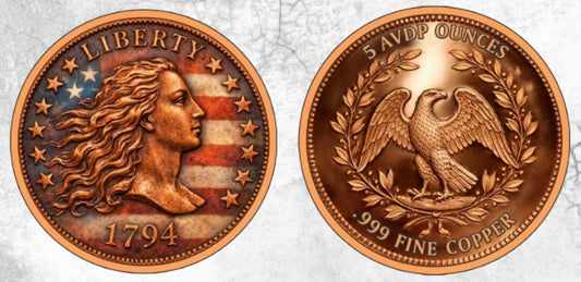 Flowing Hair Colorized 5 oz Copper Round in Capsule