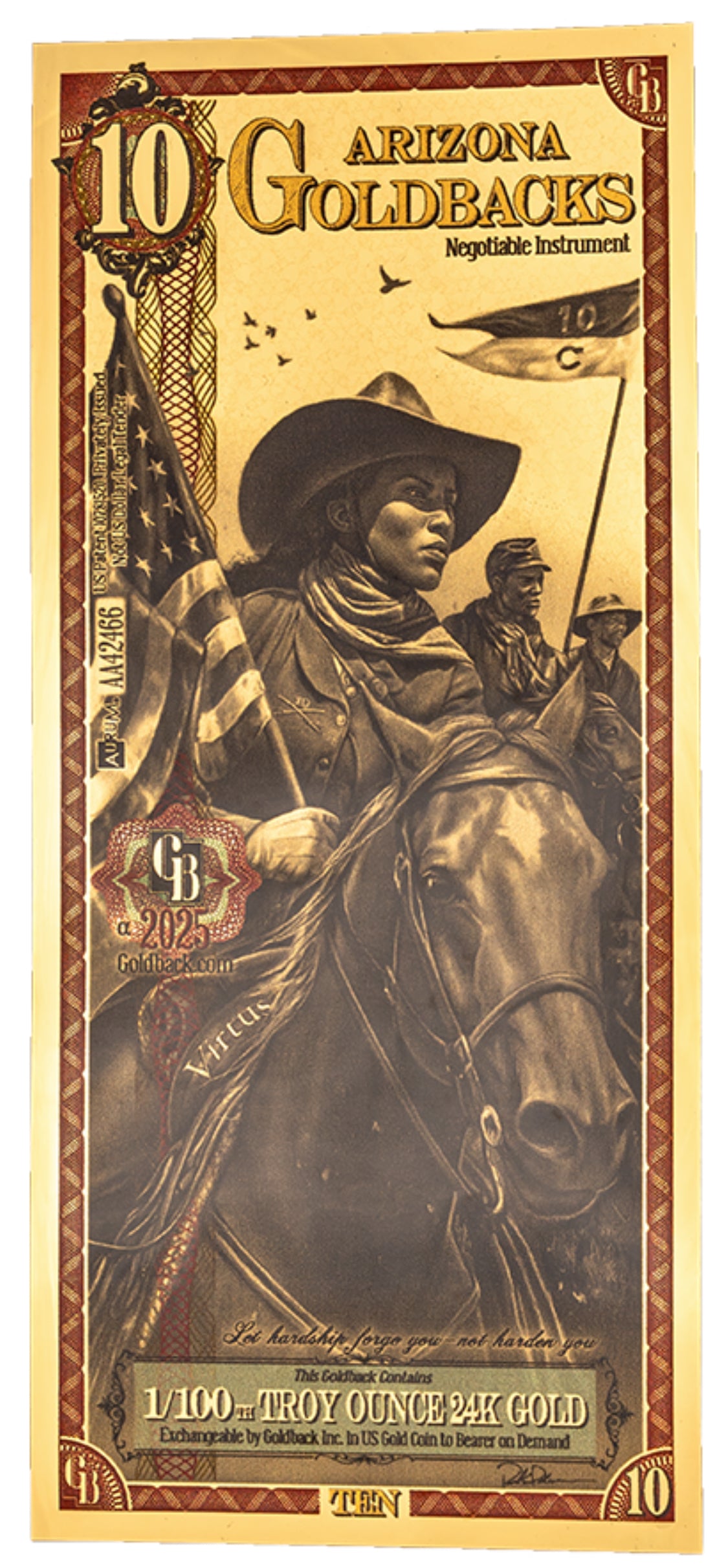 Arizona Alpha 10 Goldback 1/100th ozt per order ships after 11/18/25