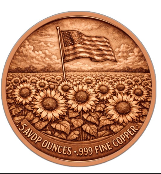 Preorder Freedom Flower Colorized 5 oz Copper Round