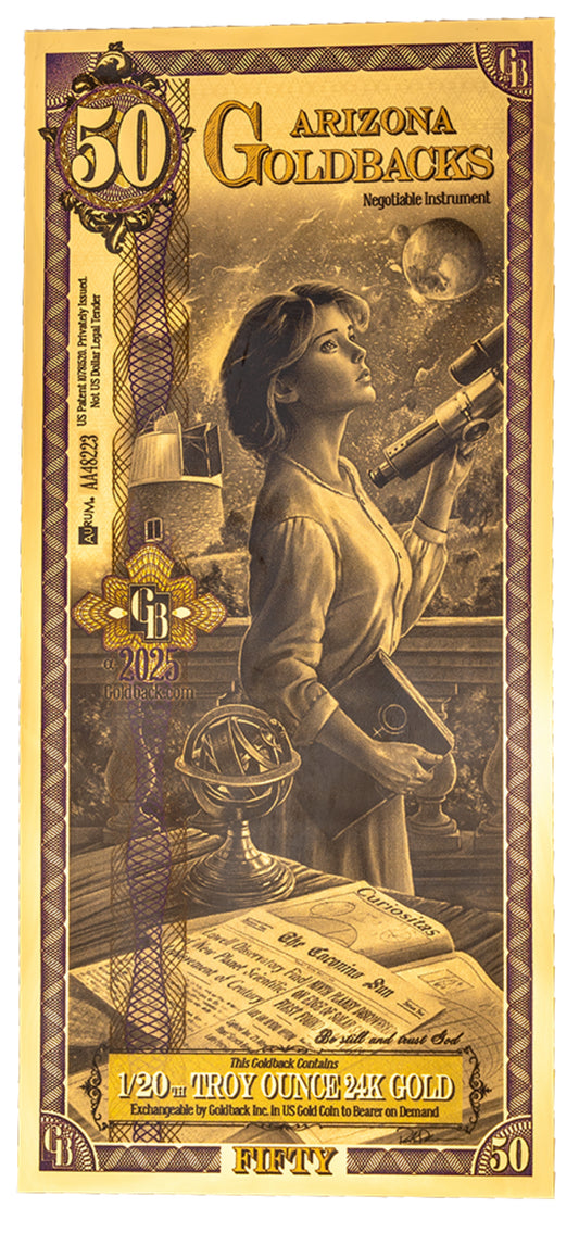 Arizona 50 Goldback 1/20th ozt per order ships after 11/18/25