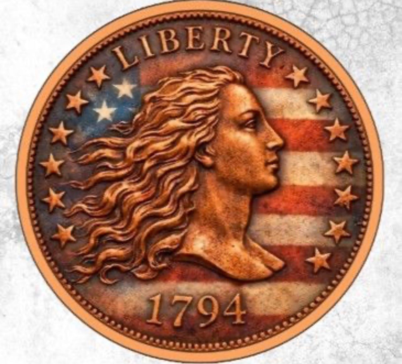 Flowing Hair Colorized 5 oz Copper Round in Capsule
