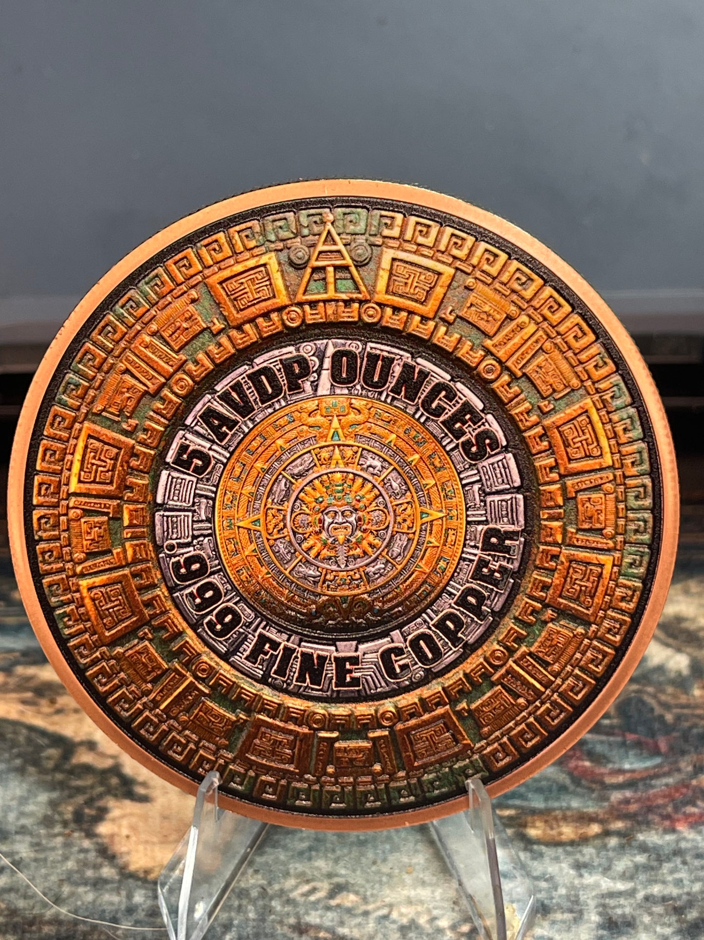 Aztec angel 5 ounce copper round
