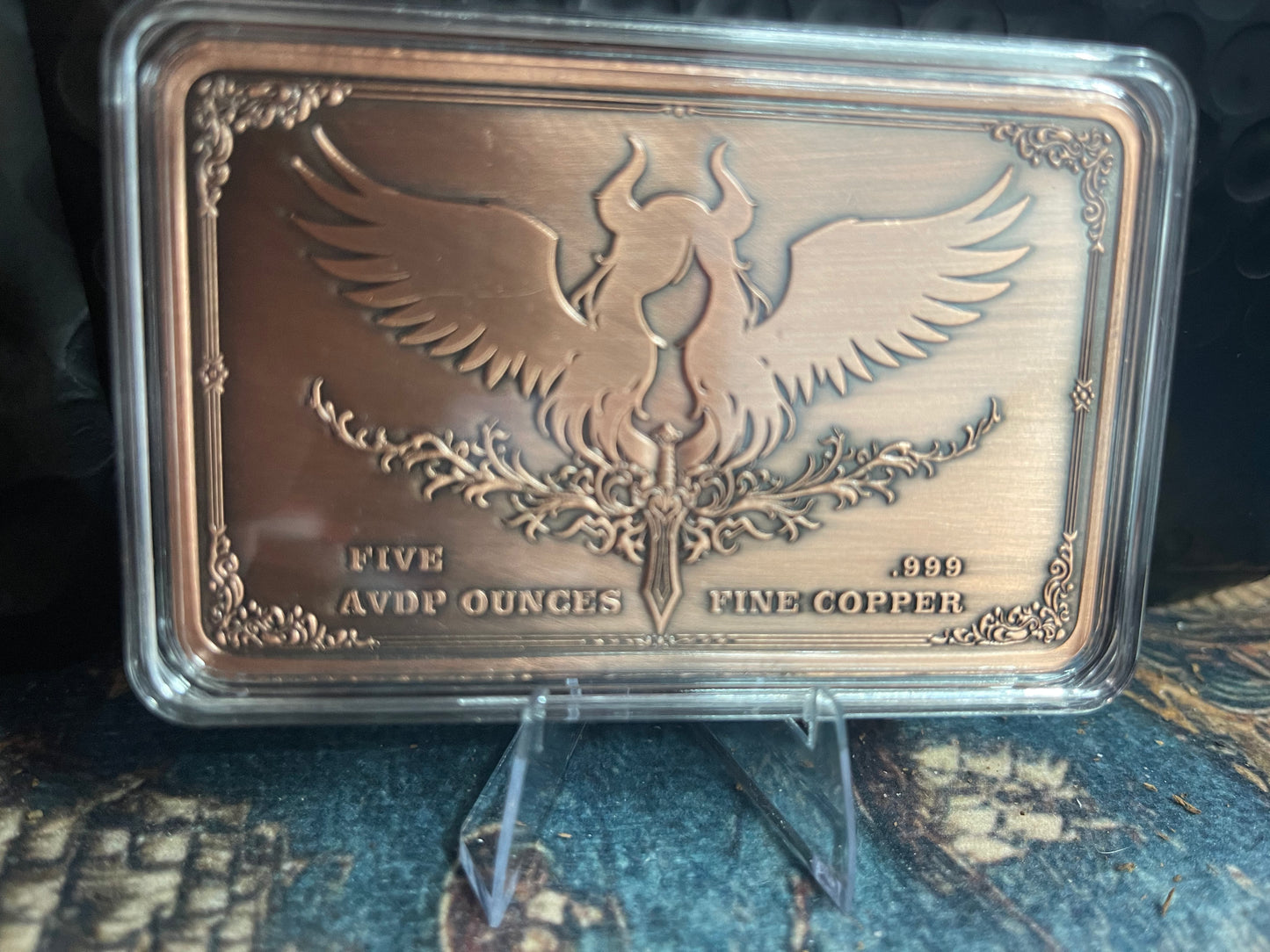 Dark Angel Colorized 5 oz .999 Fine Copper Bar – Gothic Fantasy Art