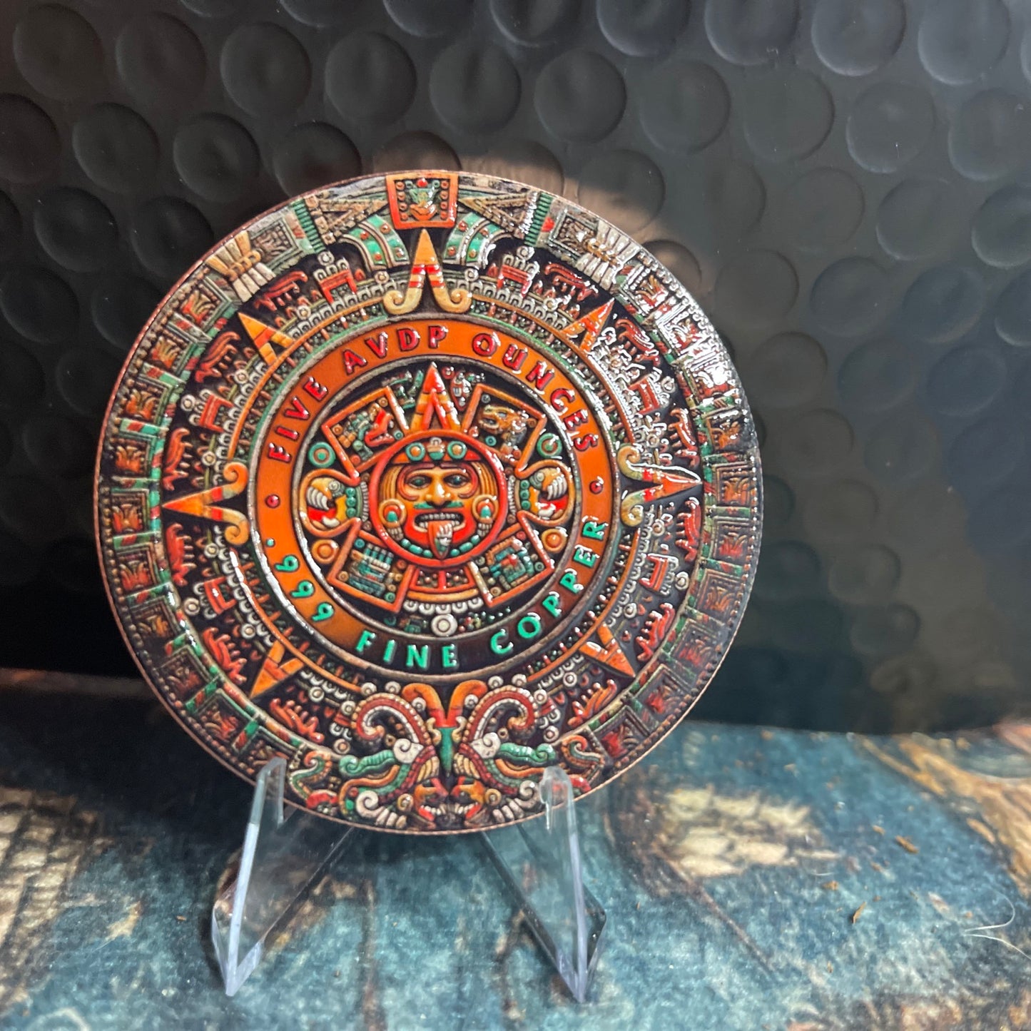 Mexico Aztec Empire Angel Colorized 5 oz Copper Medal