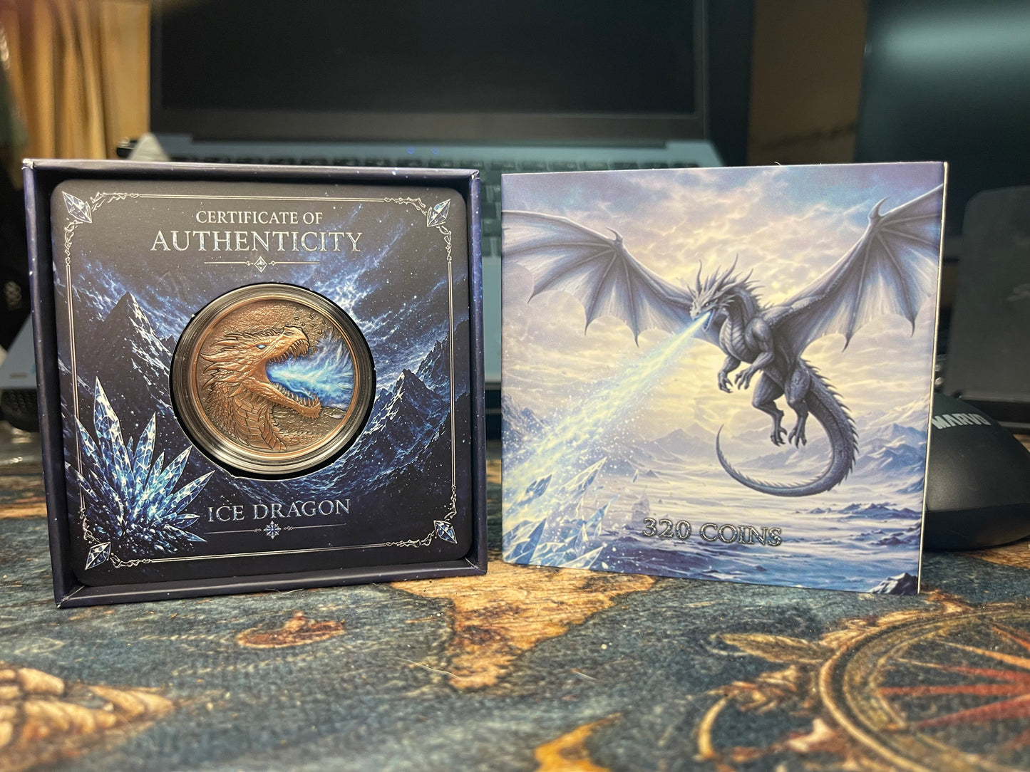 Ice Dragon 1 oz .999 Fine Copper Colorized Round with Capsule & Display Box – In Hand