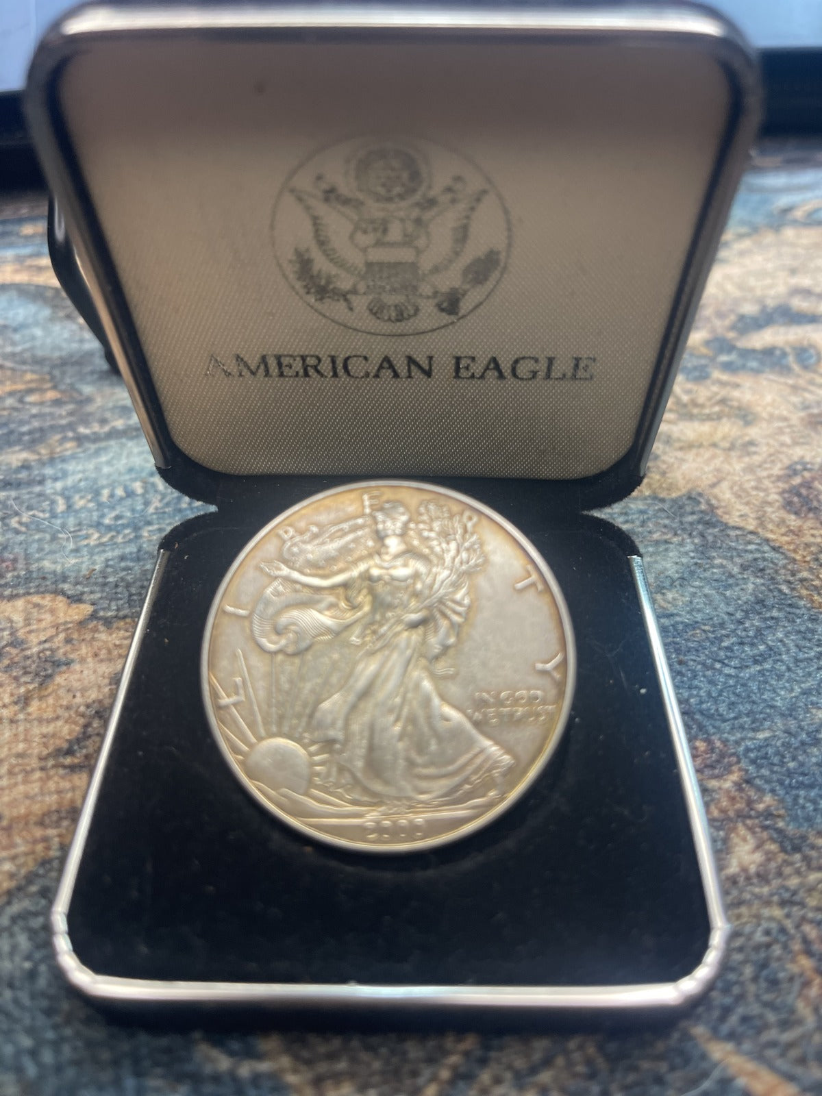 2000 American Silver Eagle 1 oz .999 Silver – Toned with Presentation Box