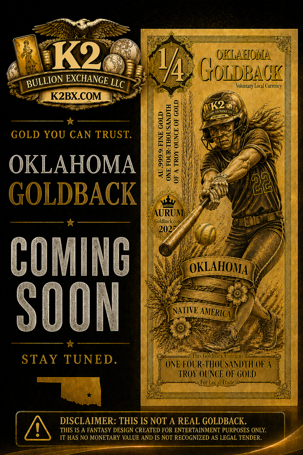 OKLAHOMA 1/4 GOLDBACK KRX