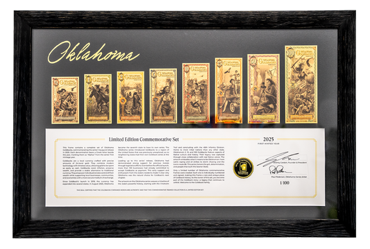 2025 Oklahoma Goldback Commemorative Framed Set – Signed & Numbered /100
