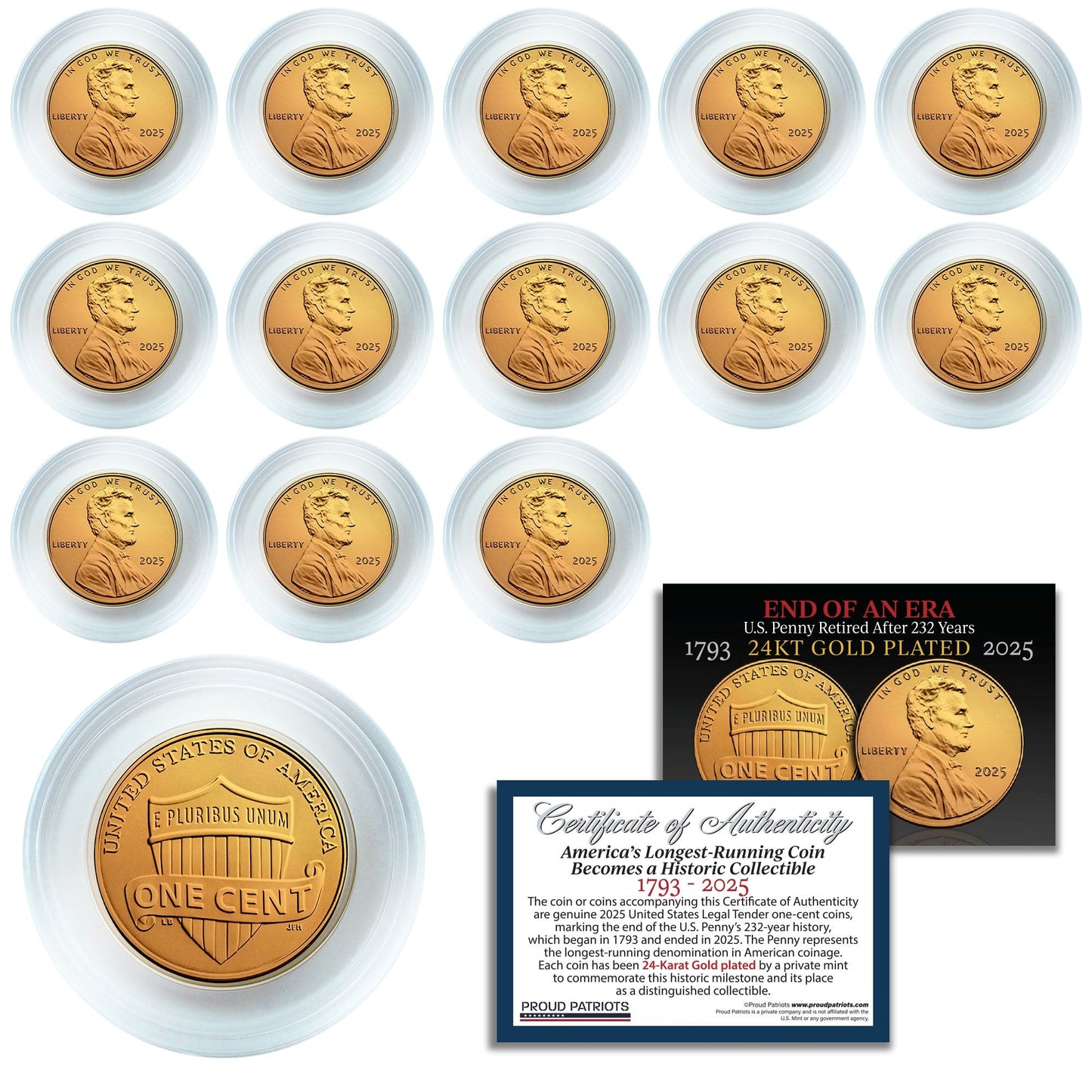 America’s Last Penny: 24KT Gold-Plated Penny (Dated 2025) with Certificate