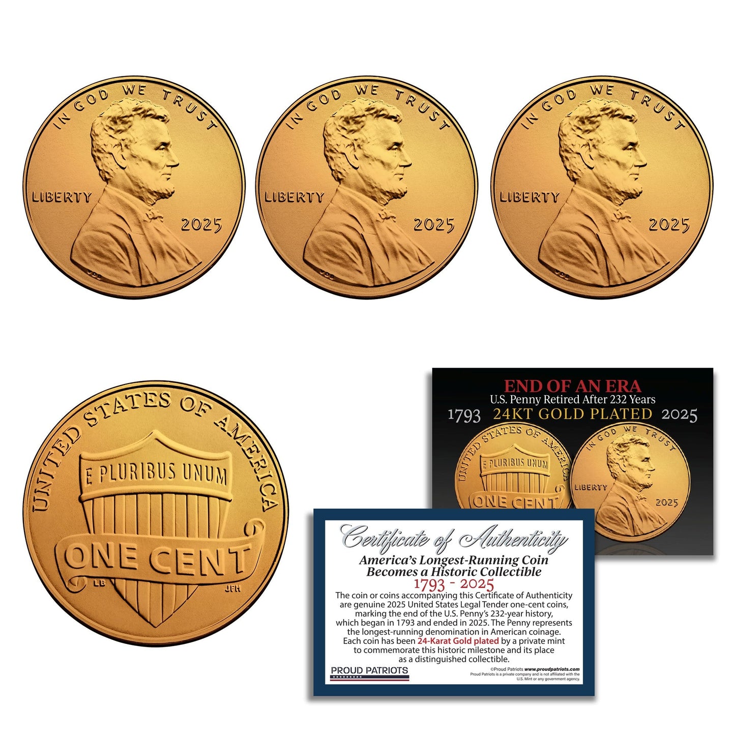 America’s Last Penny: 24KT Gold-Plated Penny (Dated 2025) with Certificate