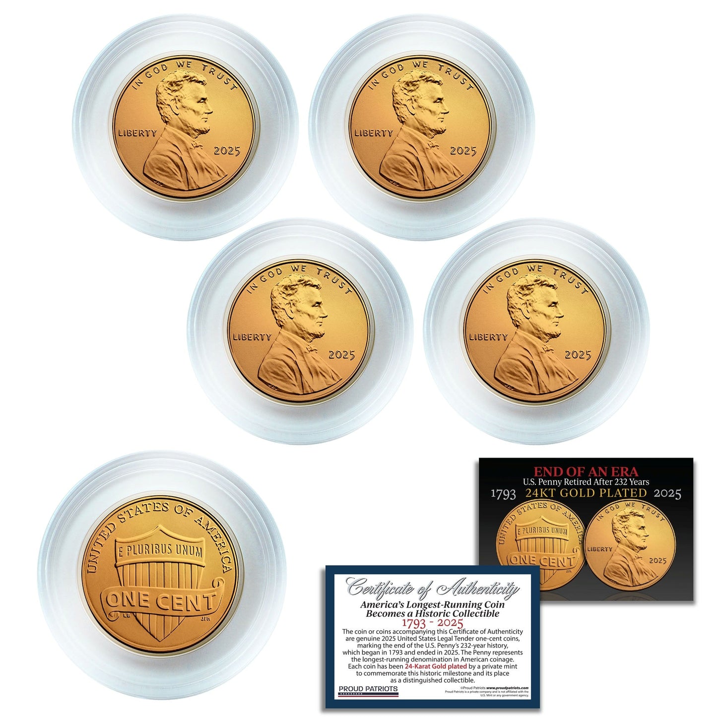 America’s Last Penny: 24KT Gold-Plated Penny (Dated 2025) with Certificate