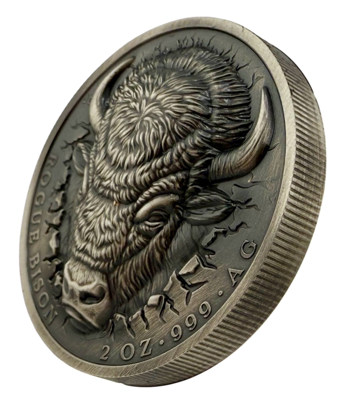 2026 Ascension Island Rogue Bison UHR Antiqued 2 oz Silver Coin