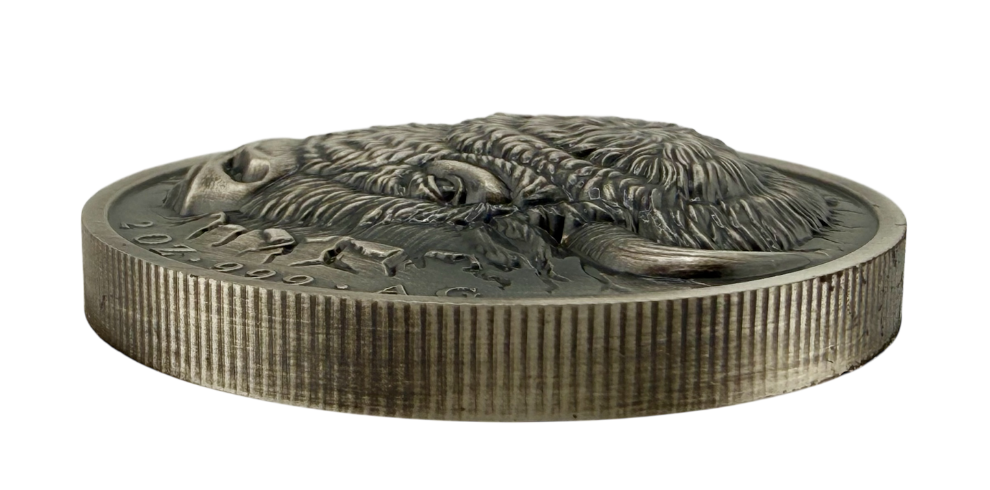 2026 Ascension Island Rogue Bison UHR Antiqued 2 oz Silver Coin