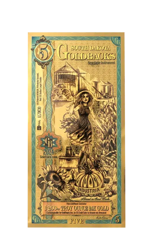 South Dakota, 5 Goldbacks VBB Goldback