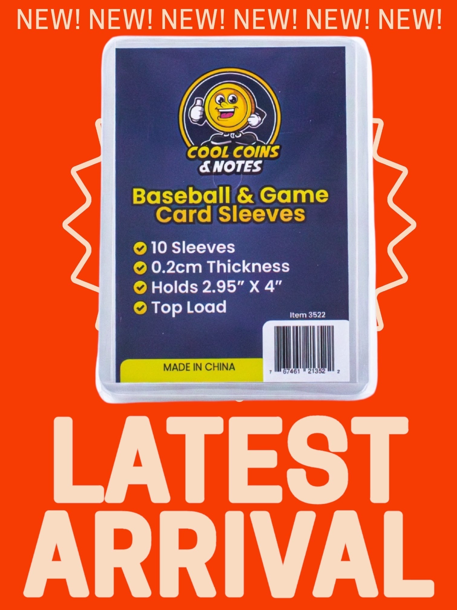 10 Clear Baseball Game Rigid Card Sleeves Topload Holders 3" X 4" Cool Coins & Cool Coins & Notes