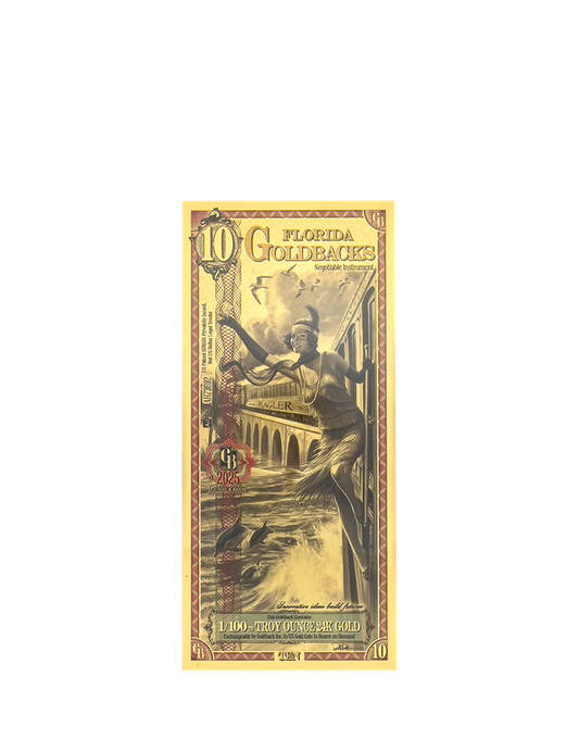 Florida 10 Goldback 1/100th ozt 24K Gold