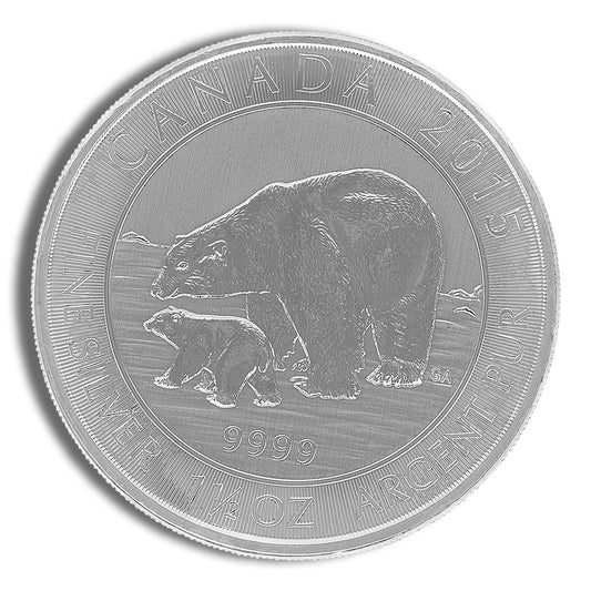 2015 1.5 oz Canadian Polar Bear &amp; Cub Silver Coin
