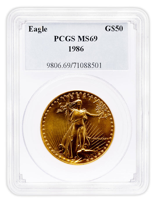 1986 1 oz Gold Eagle $50 PCGS MS69