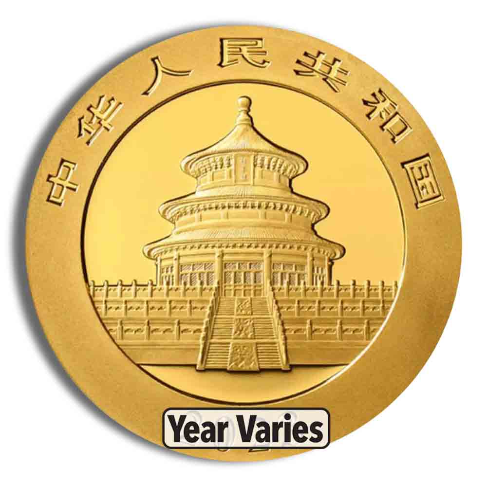 8 gram China Gold Panda - BU - Sealed (Year Varies)
