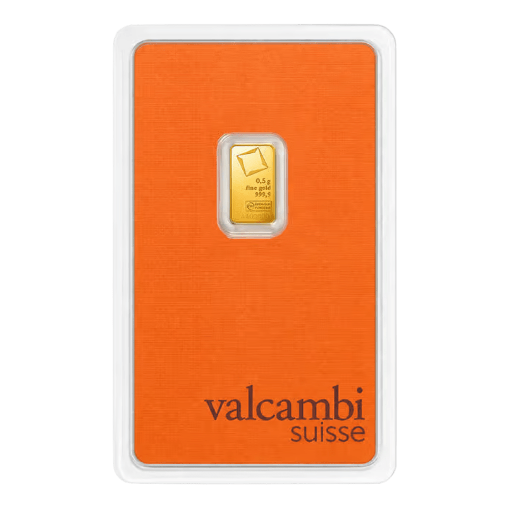 1/2 gram Gold Bar - Valcambi (Carded)