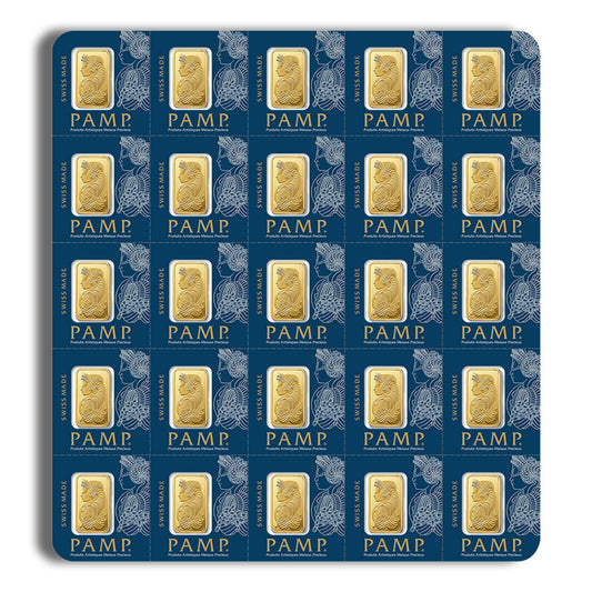 25 x 1 g Gold Bar - PAMP Multigram Gold Bar (Carded)