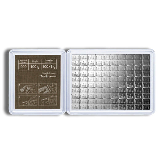 100 x 1 gram Silver Valcambi CombiBar™ (In Assay)