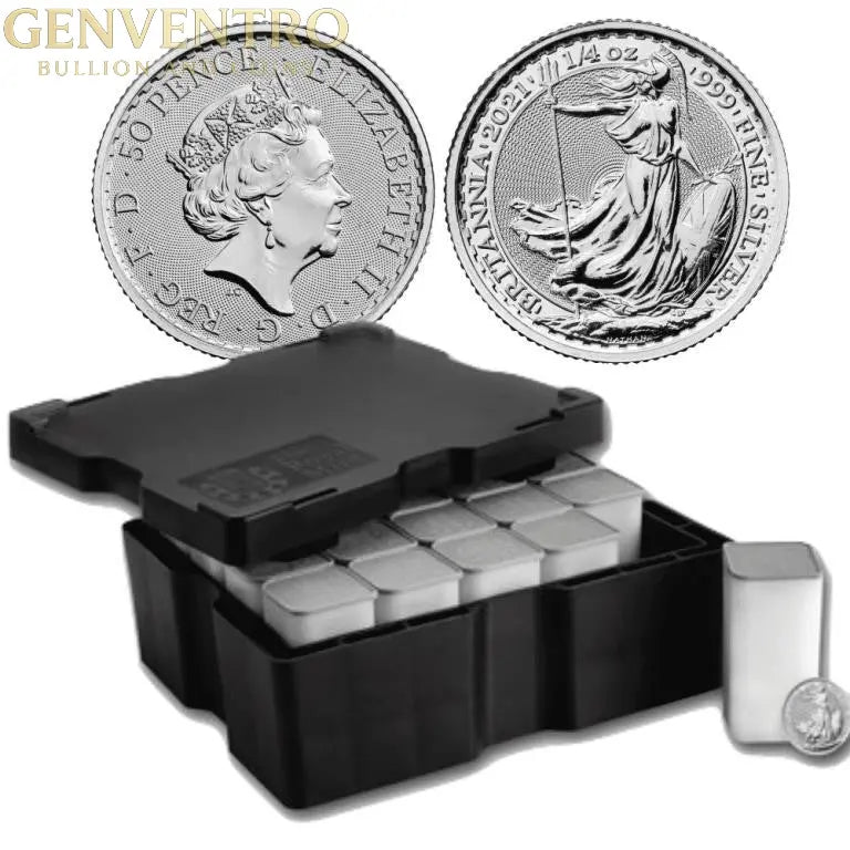 1/4 oz Great Britain Silver Britannia (Year Varies) - 20 Tubes 380 BU Coins