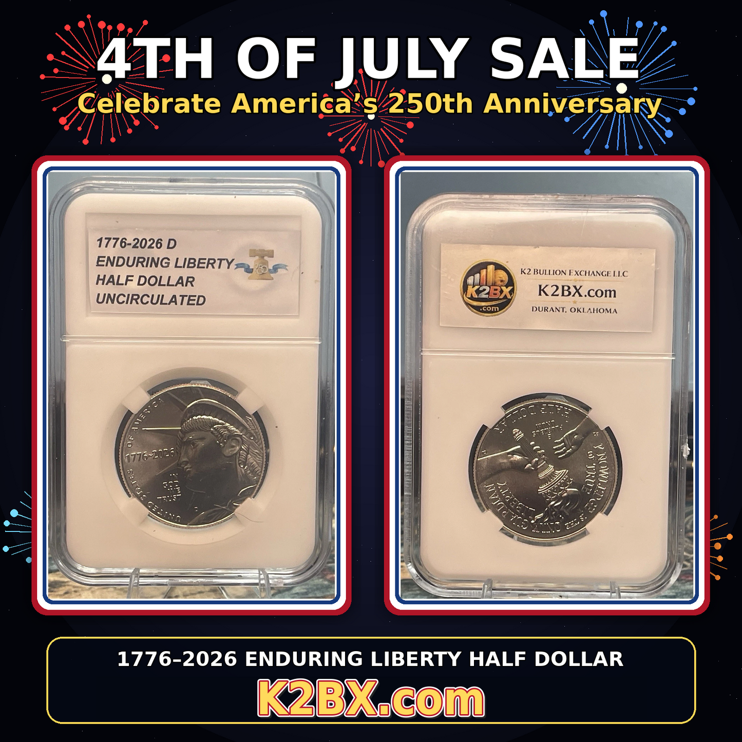 2026-D Enduring Liberty Half Dollar 1776–2026 Uncirculated in Slab