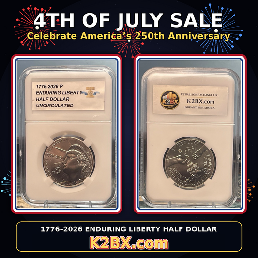 2026-P Enduring Liberty Half Dollar 1776–2026 Uncirculated in Slab