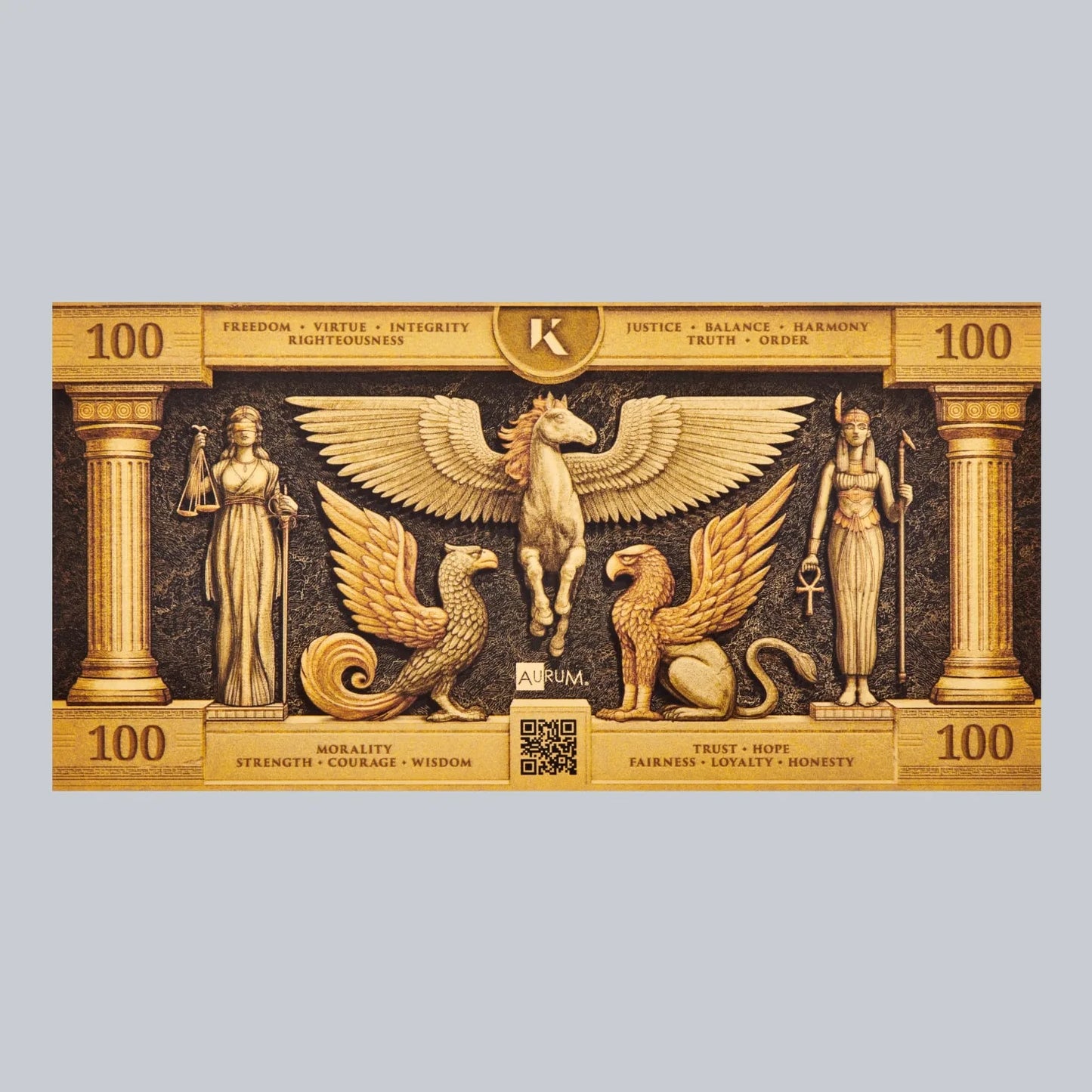 100mg Kinesis Ma’at .999 24k Gold Bill