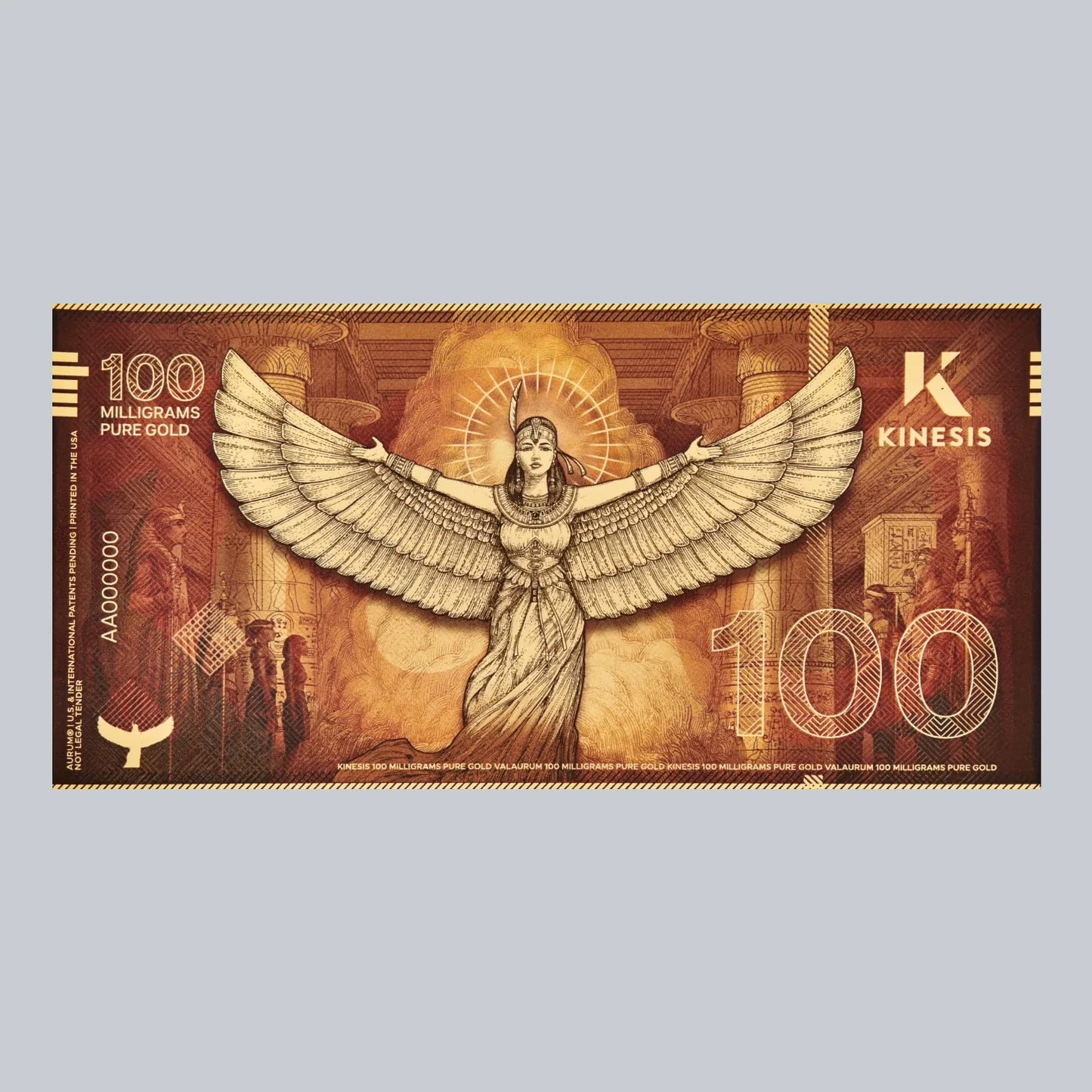 100mg Kinesis Ma’at .999 24k Gold Bill