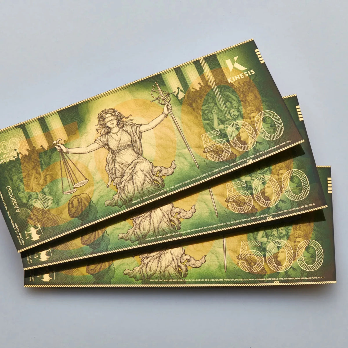 500mg Kinesis Themis Gold Bill | .9999 Fine Gold