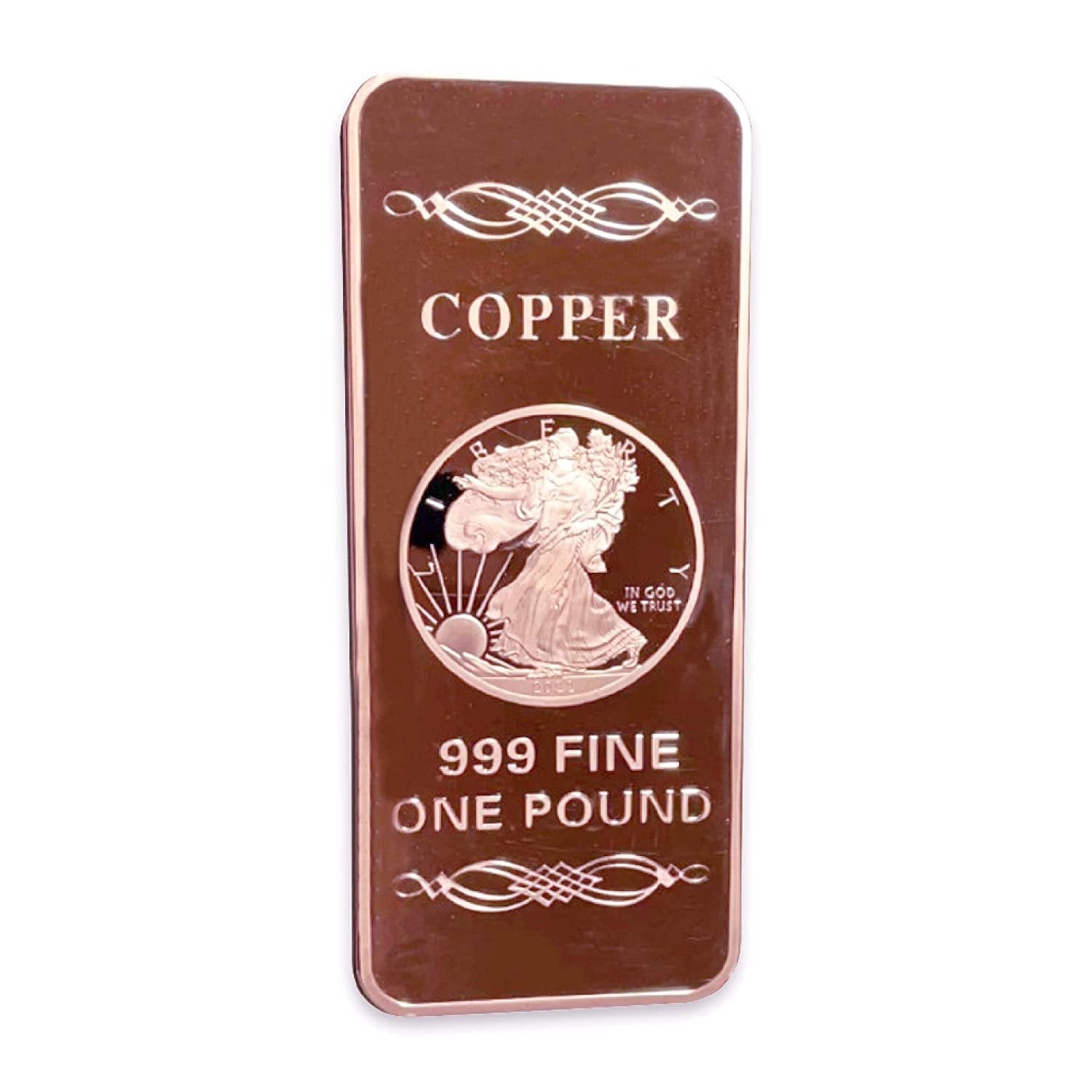 1 LB Troy Ounce/OZ .999 Pure American Metal Walking Liberty Eagle BAR Copper Precious Metals Pound Paperweight Pure Element CU Chemistry GOLD TESTING EQUIPMENT