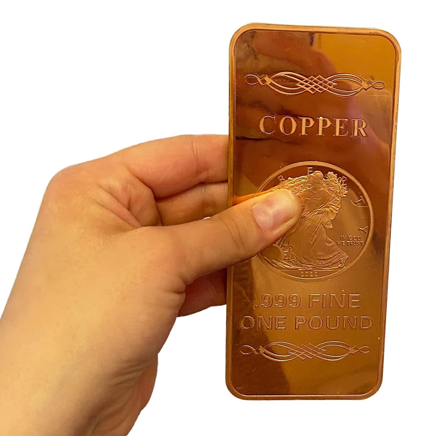 1 LB Troy Ounce/OZ .999 Pure American Metal Walking Liberty Eagle BAR Copper Precious Metals Pound Paperweight Pure Element CU Chemistry GOLD TESTING EQUIPMENT