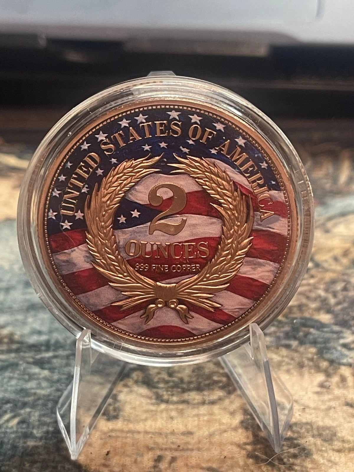2026 2 oz .999 Fine Copper Two-Cent Piece Colorized Round with Capsule