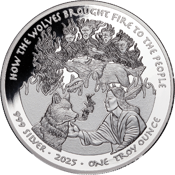 PRESALE 2025 Sioux Nation Wolves & Fire Proof 1 oz Silver Coin .999 Silver