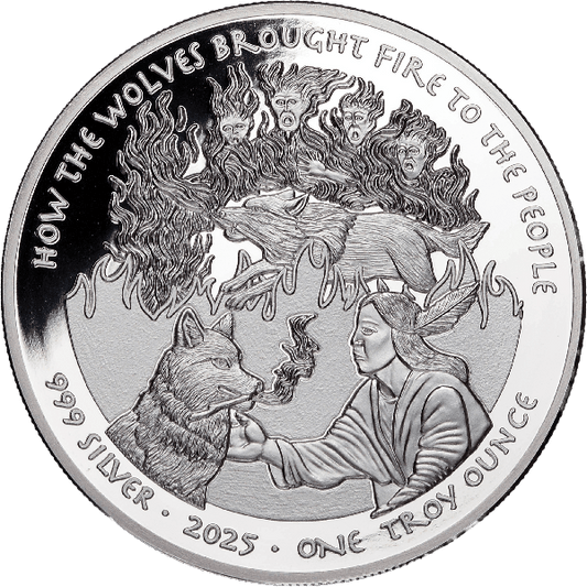 PRESALE 2025 Sioux Nation Wolves & Fire Proof 1 oz Silver Coin .999 Silver